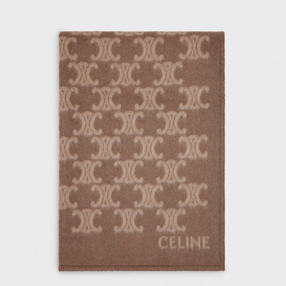 Celine Blanket in Camel and Beige Monogram Wool CCBS24149