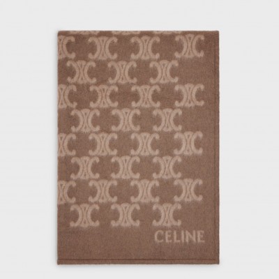 Celine Blanket in Camel and Beige Monogram Wool CCBS24149