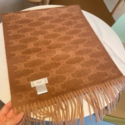 Celine Scarf in Beige and Toffee Monogram Cashmere CCBS24150