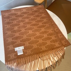 Celine Scarf in Beige and Toffee Monogram Cashmere CCBS24150