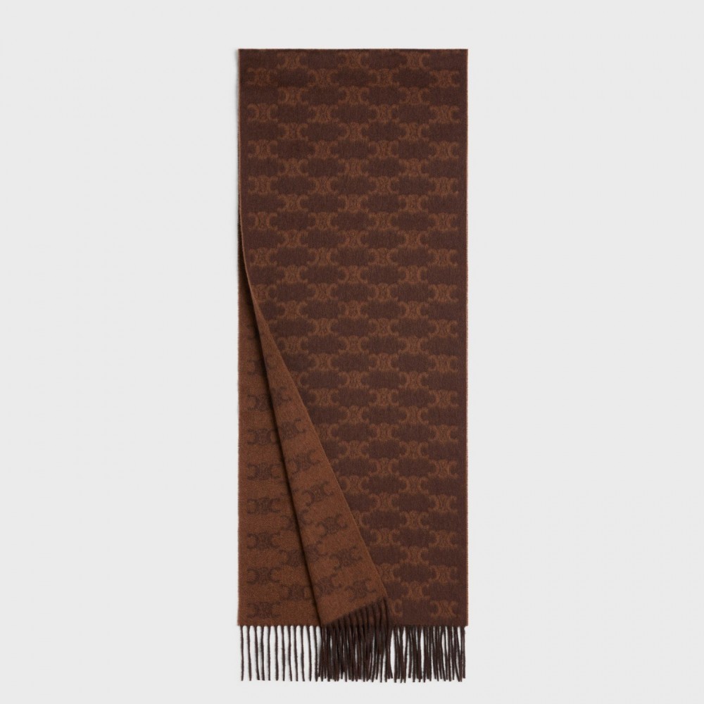 Celine Scarf in Brown and Toffee Monogram Cashmere CCBS24151