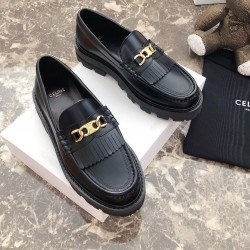 Celine Margaret Loafers in Black Leather with Triomphe Chain CCBS24152