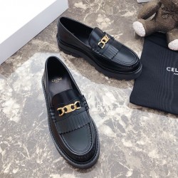 Celine Margaret Loafers in Black Leather with Triomphe Chain CCBS24152