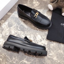 Celine Margaret Loafers in Black Leather with Triomphe Chain CCBS24152