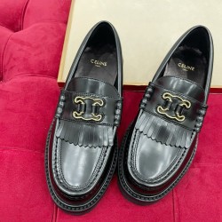 Celine Margaret Loafers in Black Leather with Triomphe Frame CCBS24153