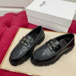 Celine Margaret Loafers in Black Leather with Triomphe Frame CCBS24153